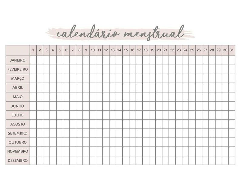 calendário menstrual